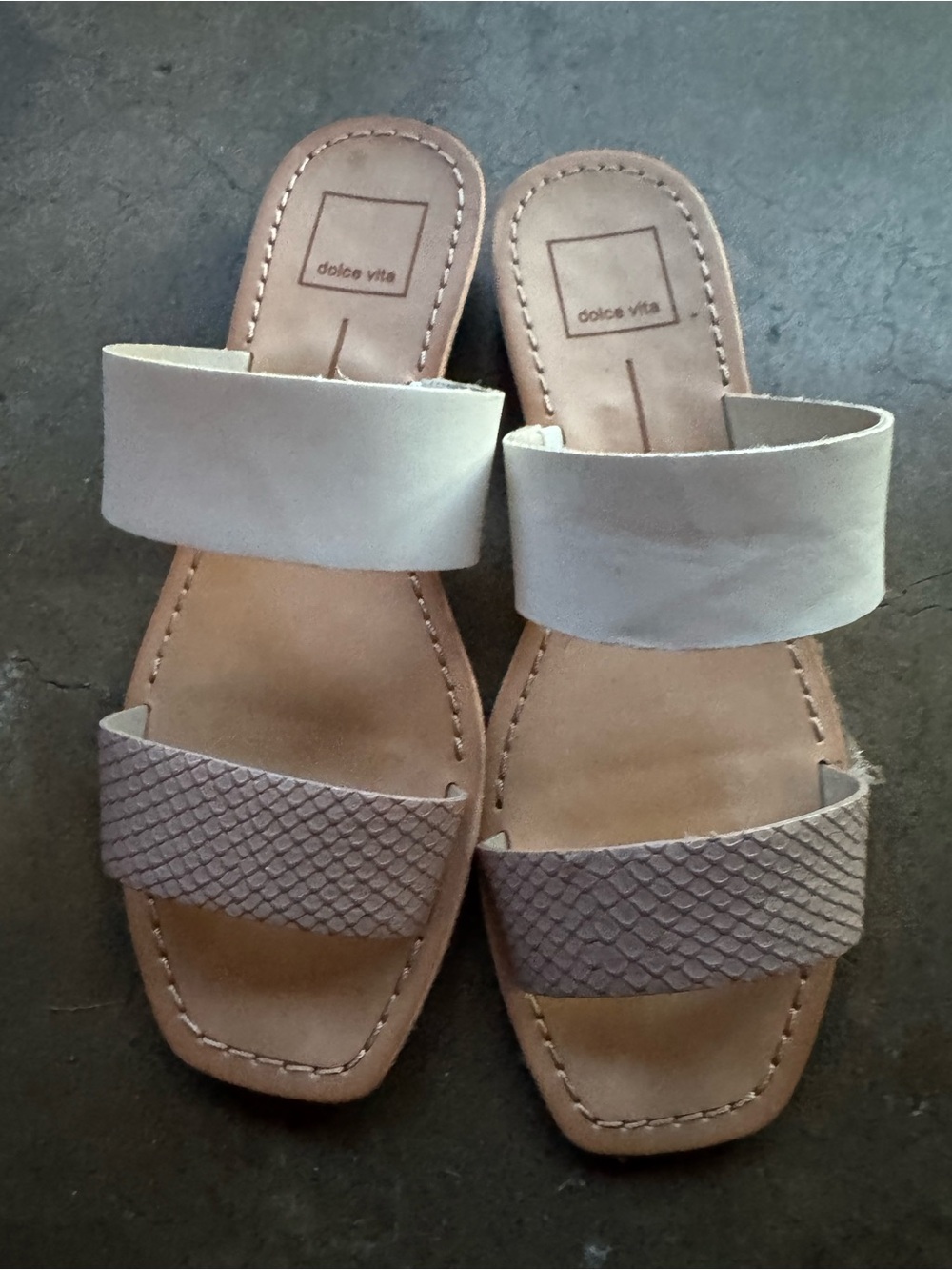 Dolce Vita Women's Dual-Strap Slide Sandals in Taupe